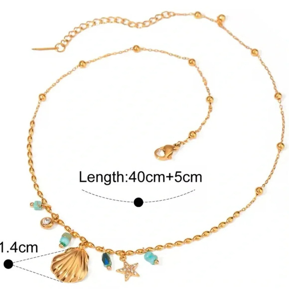 Florence Seashell Star 18K Gold Stainless Steel Waterproof Necklace - Picture 2 of 6